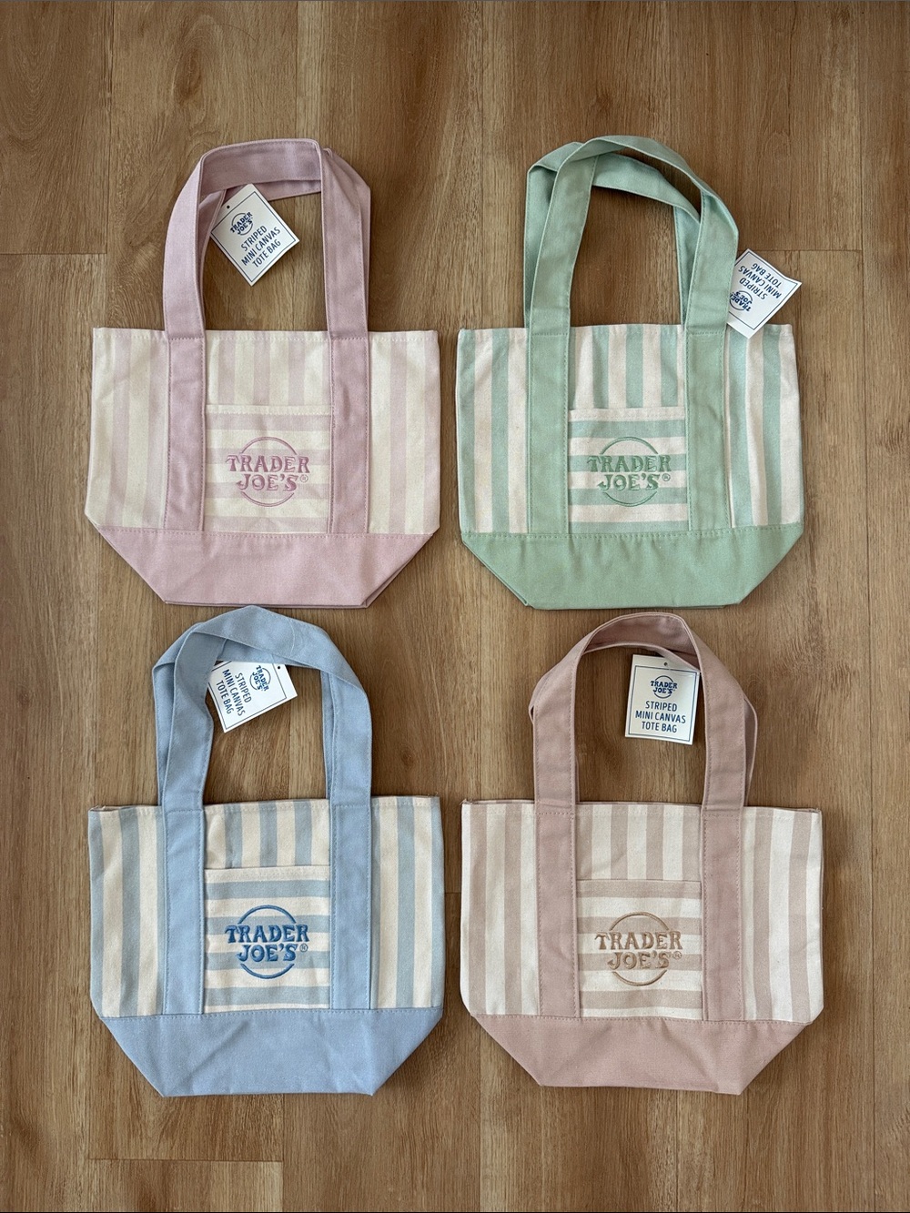 Trader Joe's Mini Canvas Tote Bags - Set of 4